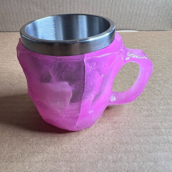 Plastic Faux Mineral Crystal Coffee Cups 4‎ OUNCES Novelty Stainless Steel SET/4 - Picture 4 of 14